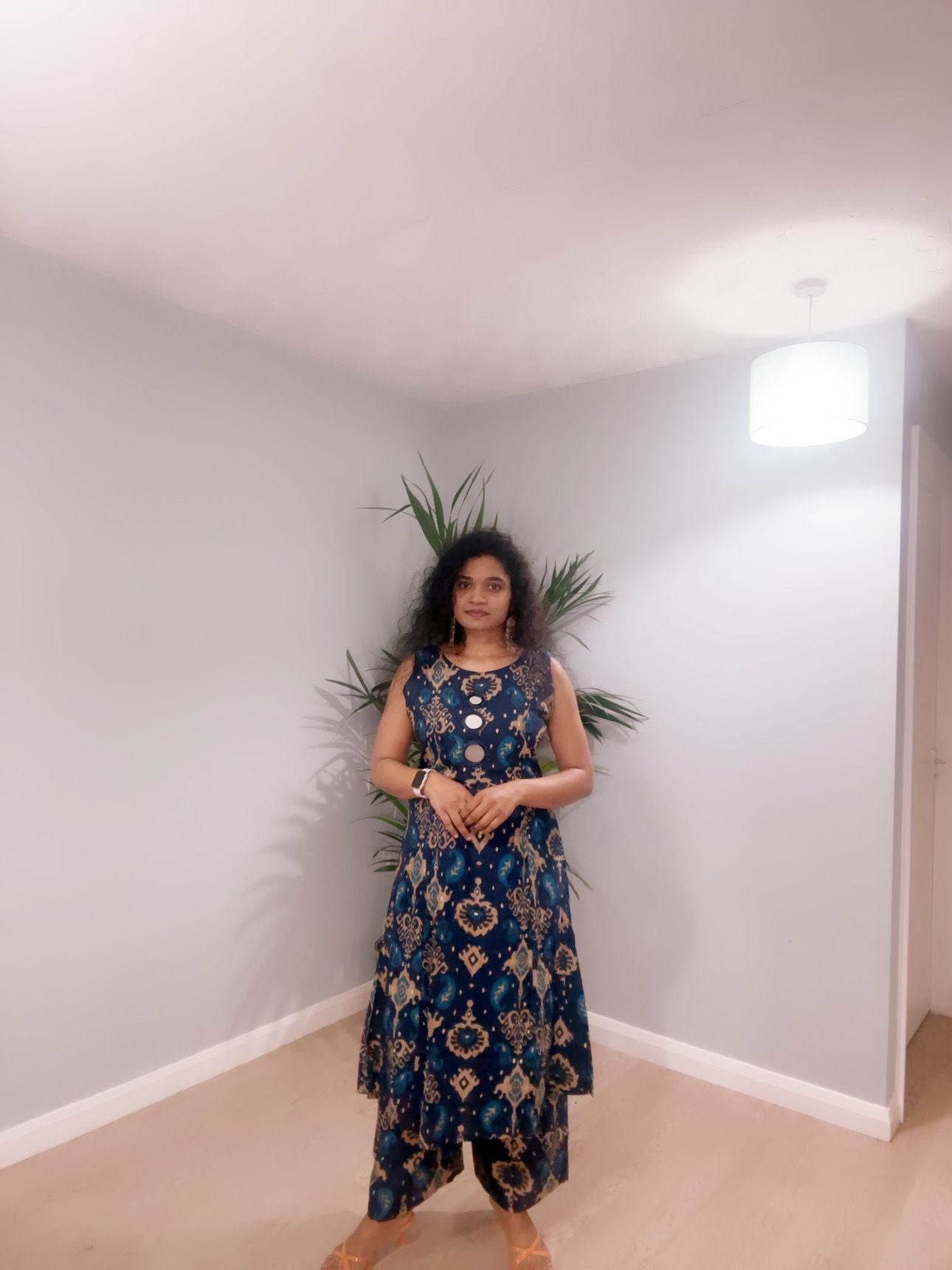 Midnight Blue Ikat Sleeveless Dress