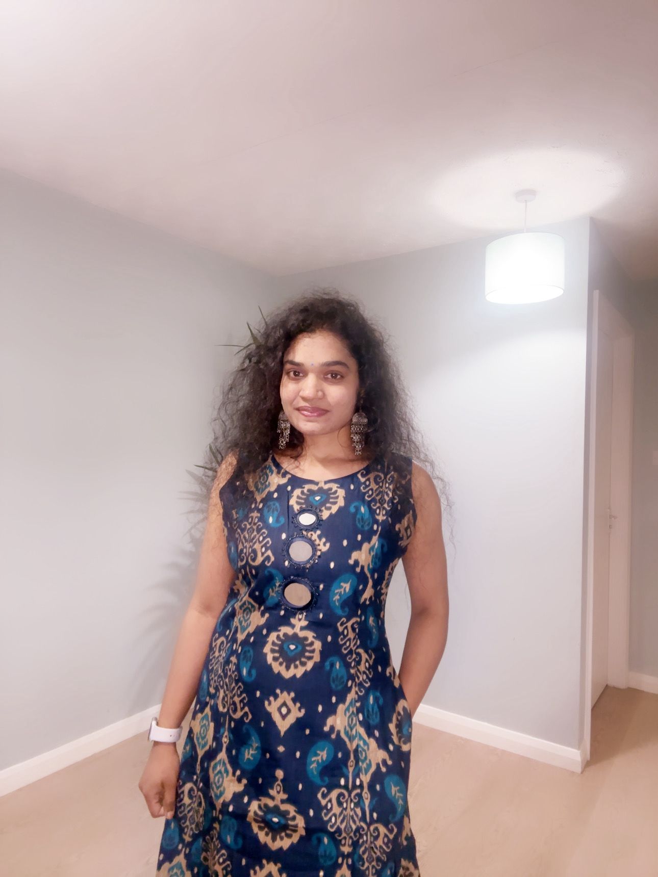 Midnight Blue Ikat Sleeveless Dress