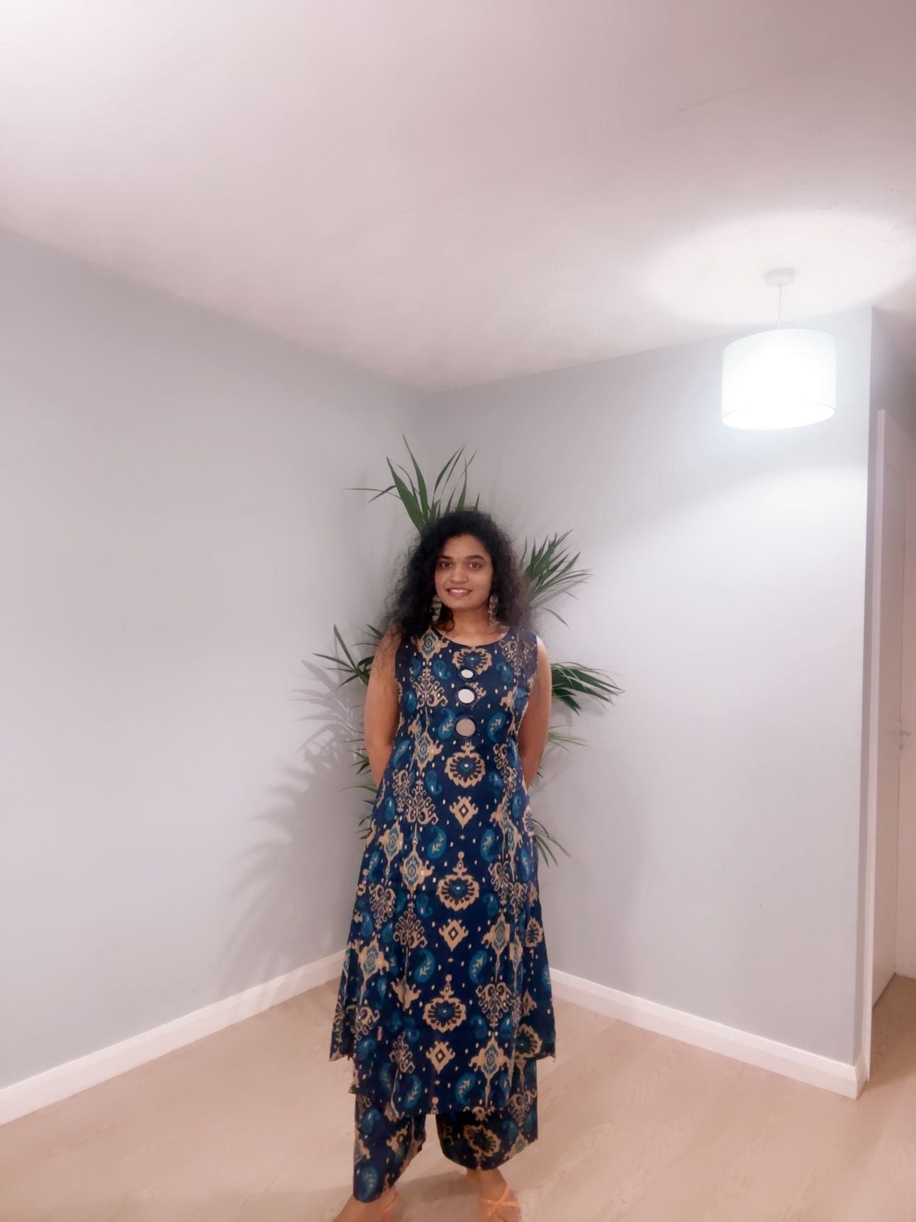 Midnight Blue Ikat Sleeveless Dress