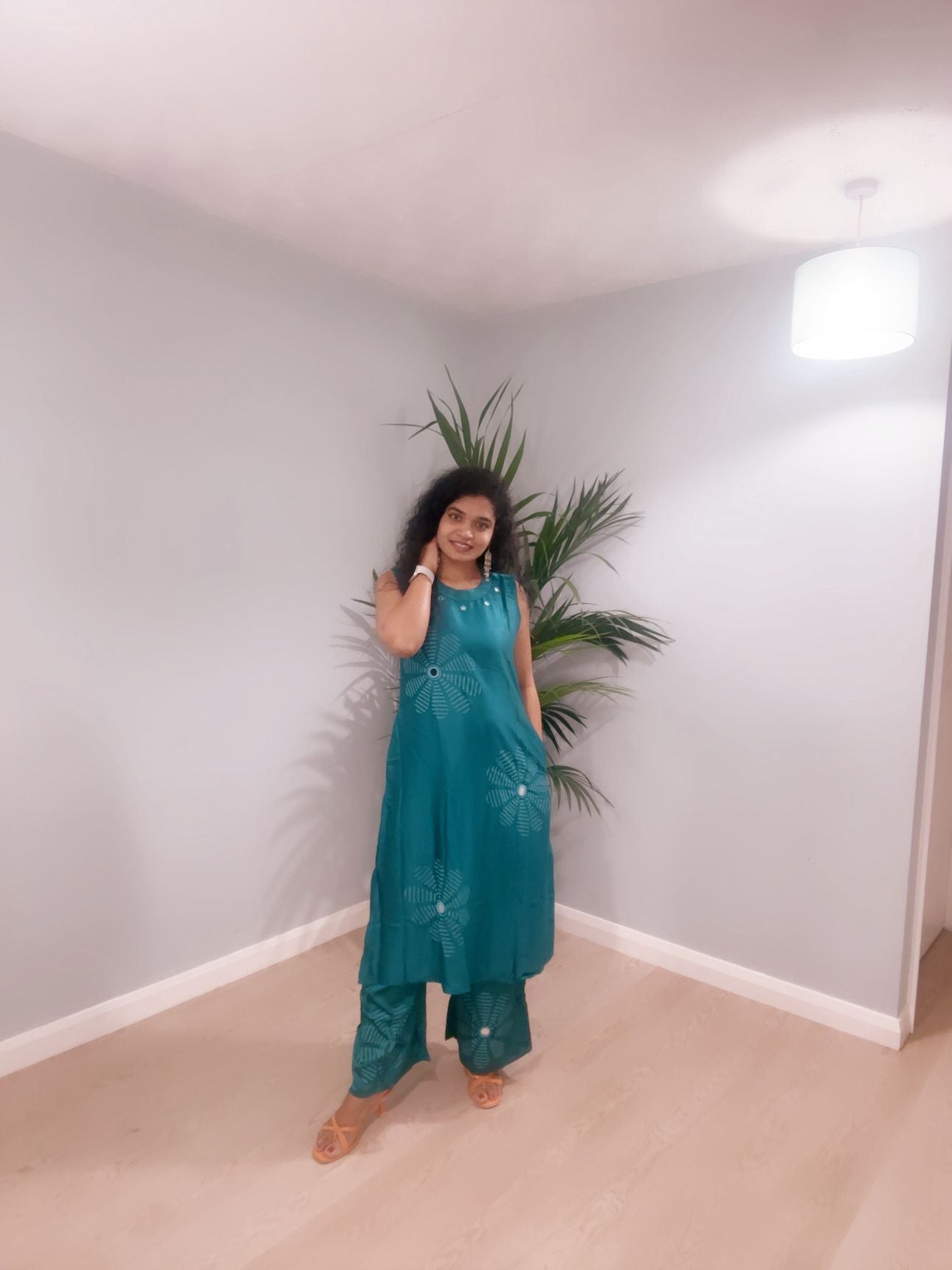 Tranquil Teal Printed Sleeveless Co-ord Set